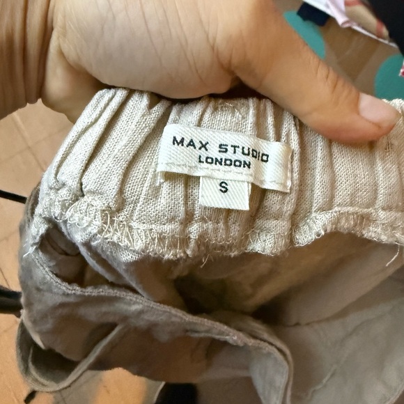 Max Studio Beige Linen Blend Wide Leg Pants - Picture 4 of 4